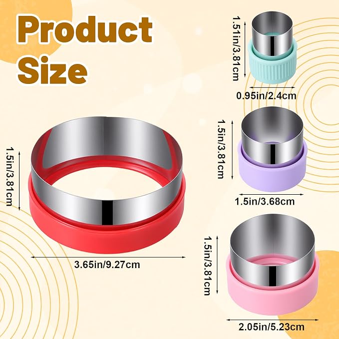 4 Pcs Round Cookie Cutter Set, Stainless Steel Circle Biscuit Cutters, 4 Sizes - Image 2