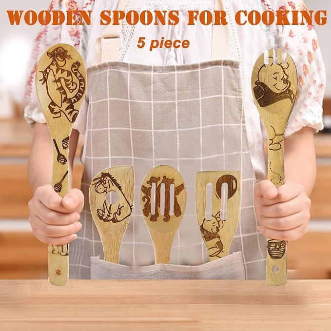 5 Cartoon Wooden Spoons for Cooking - Image 5