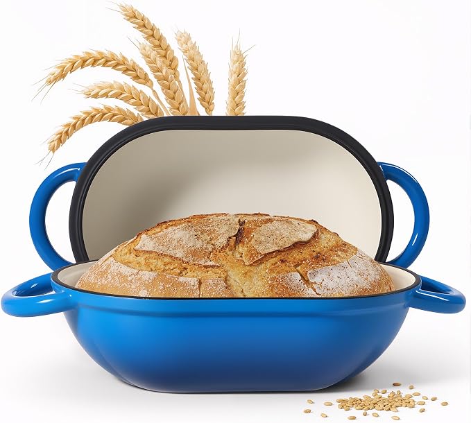 2 QT Oval Dutch Oven for Bread Baking, Enamelled Cast Iron Bread Oven for by Fijinhom