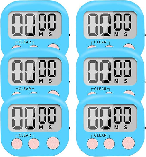 6 Pack Small Digital Kitchen Timer Magnetic Back and ON/Off Switch, Minute by LinkDm