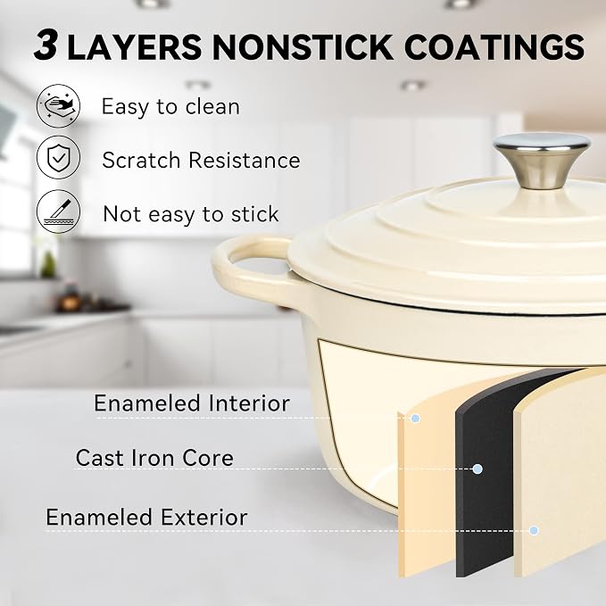 Miereirl 6 Quart Enameled Dutch Oven Pot - Image 3