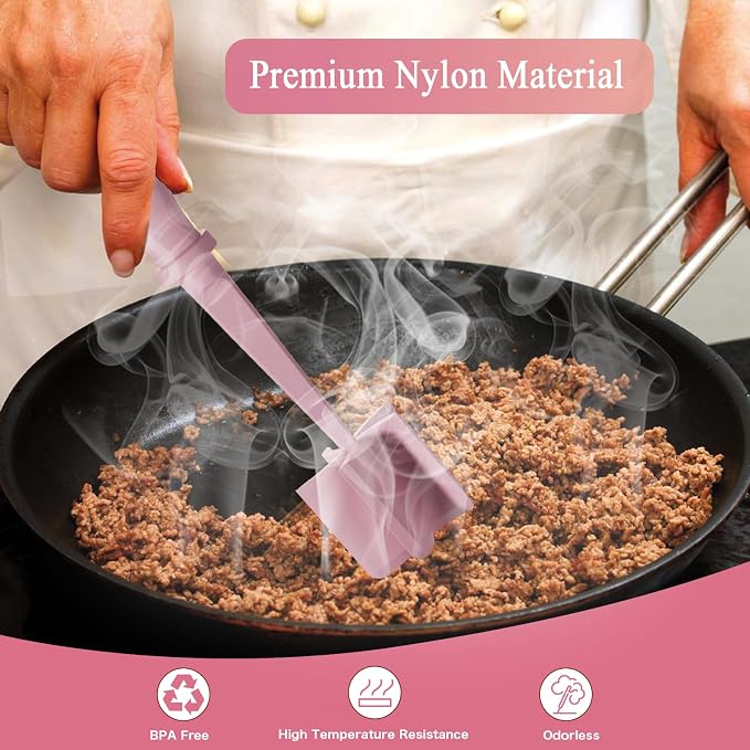 Meat Chopper, 5 Curve Blades Ground Beef Masher, Heat Resistant Meat Masher Tool - Image 2