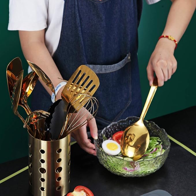 Berglander Gold Cooking Spoon, Stainless Steel Solid Serving Spoon Titanium - Image 7