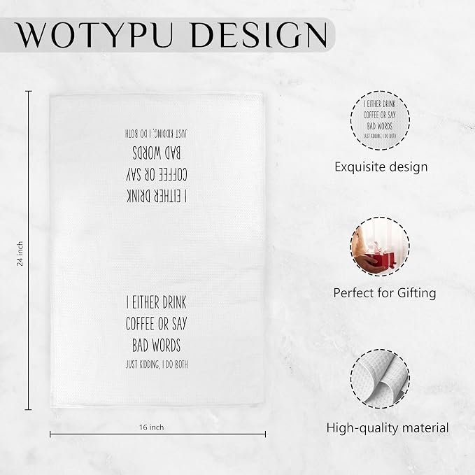 Funny Coffee Kitchen Towels, Coffee Lover Gifts Dish Tea Bar Towels, Funny - Image 6