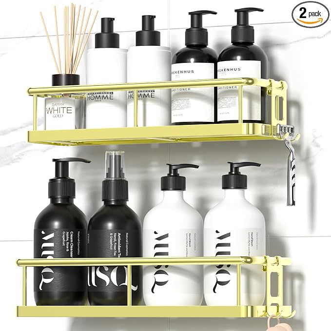 YASONIC Shower Caddy Adhesive, No Drill Bathroom Shower Organizers, by YASONIC