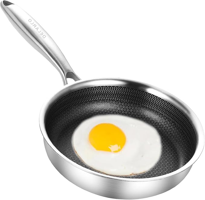 DELARLO Tri-Ply Stainless Steel 5.5 Inch Omelet Pans, Small Frying Pan by DELARLOCOOKWARE