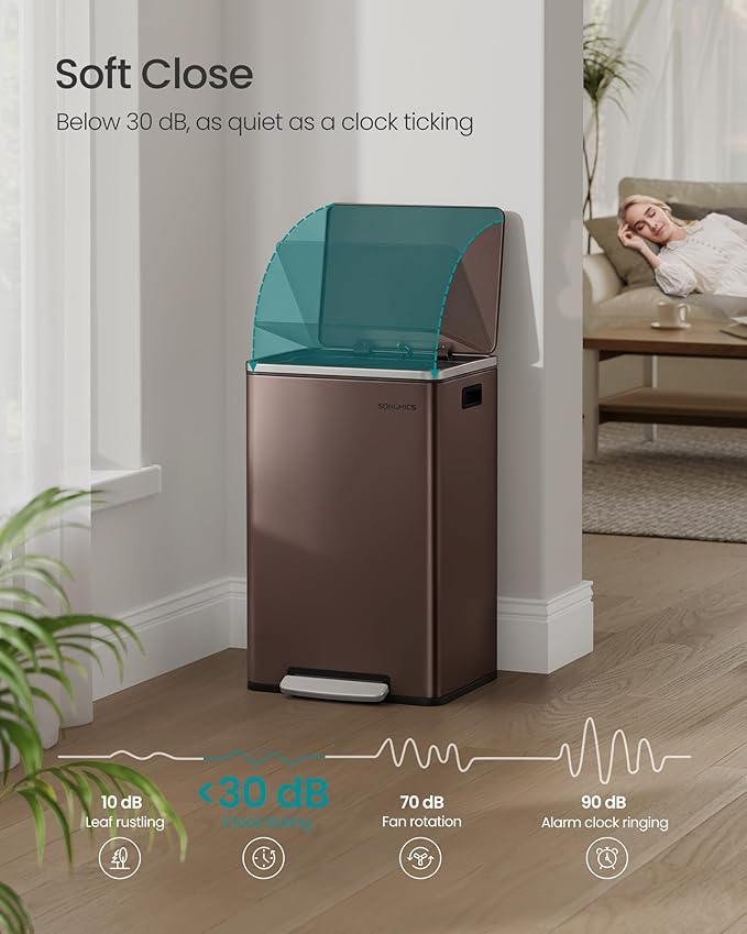 SONGMICS Trash Can, 13-Gallon Gabbage Can, - Image 3