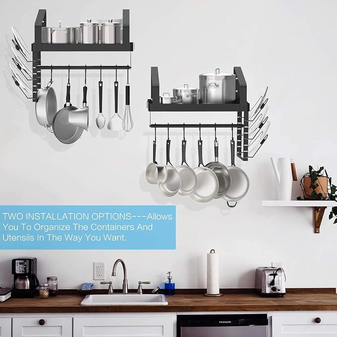 X-cosrack Pot Racks Wall Mounted Set of 2, - Image 9