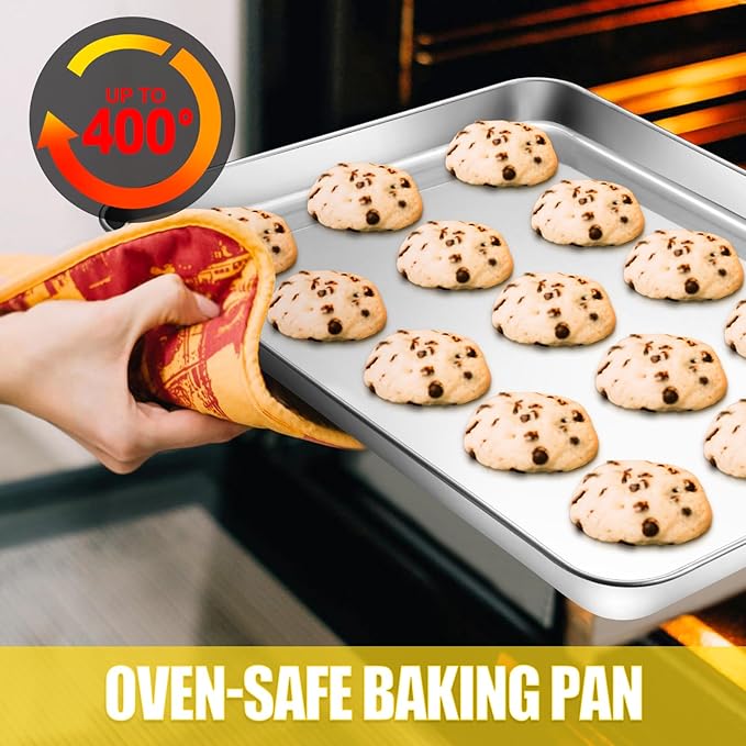 Terlulu Baking Sheet, Cookie Sheet, Stainless Steel Baking Pan, 2 Piece-16''x - Image 4