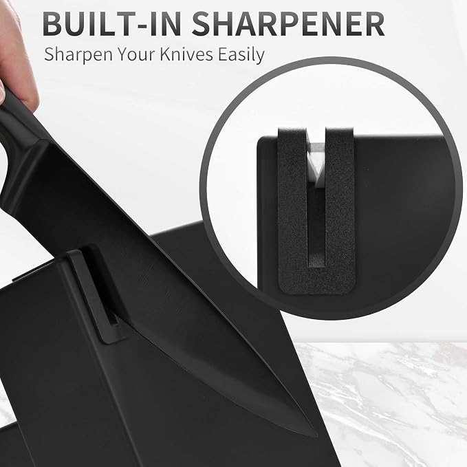Black Knives Set, 15-Piece Stainless Steel Kitchen Knife Block Sets - Image 6