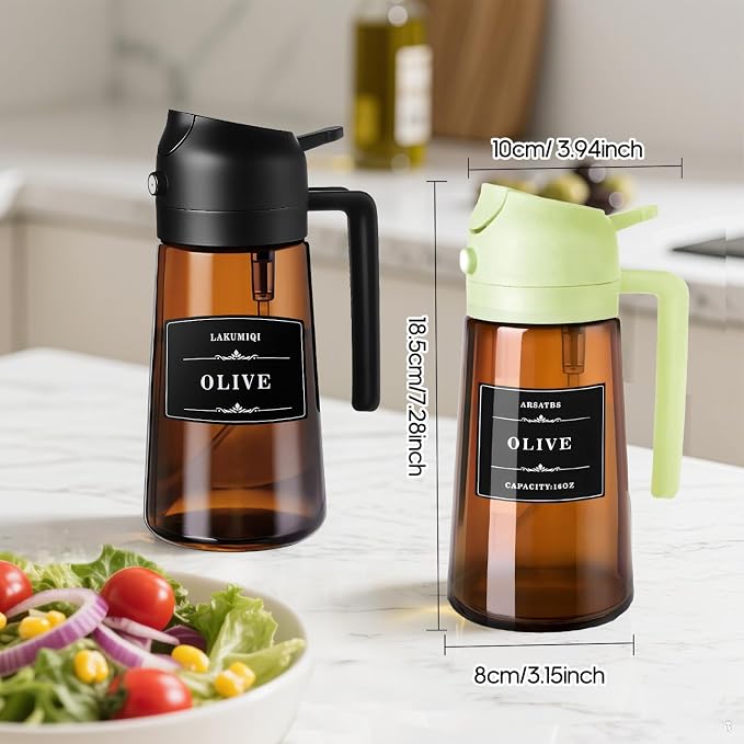 Oil Sprayer for Cooking 2 in 1 Olive Dispenser Bottle 16oz/470ml Kitchen - Image 7