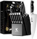 Kitchen Knife Set with Block: 15-Piece German Stainless Steel with Dual by Unknown