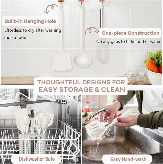 TeamFar Kitchen Cooking Utensils, 446°F Heat Resistant Kitchen Gadgets Tools - Image 4