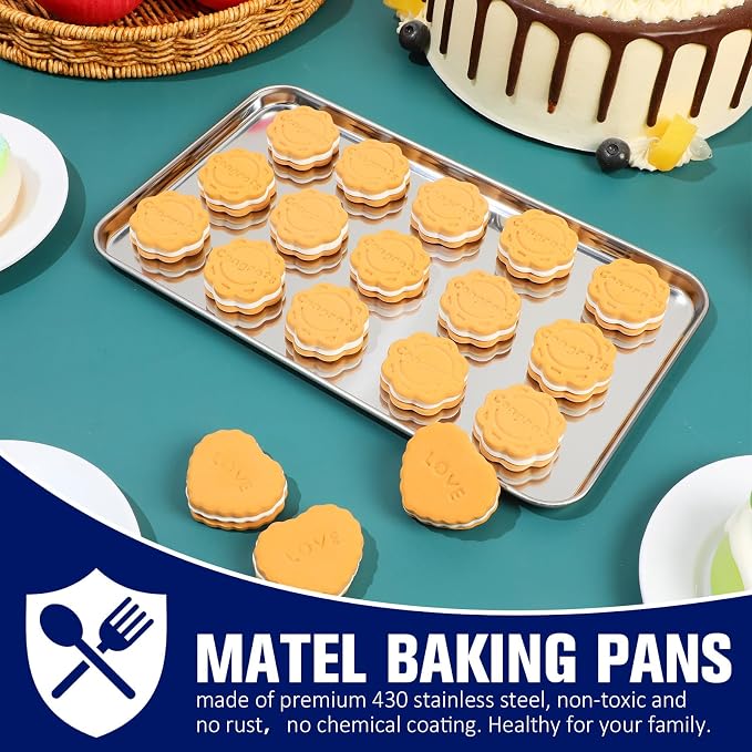 Mimorou 12 Pcs Baking Sheet Stainless Steel Cookie Small Metal Sheet Pans - Image 3