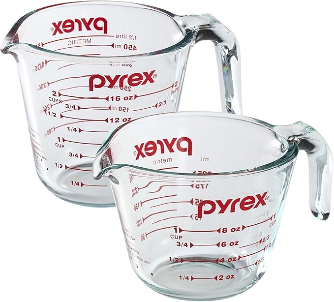 Pyrex Prepware 2-Piece Glass Measuring Set, 1 and 2-Cup, 2 Pack by Pyrex
