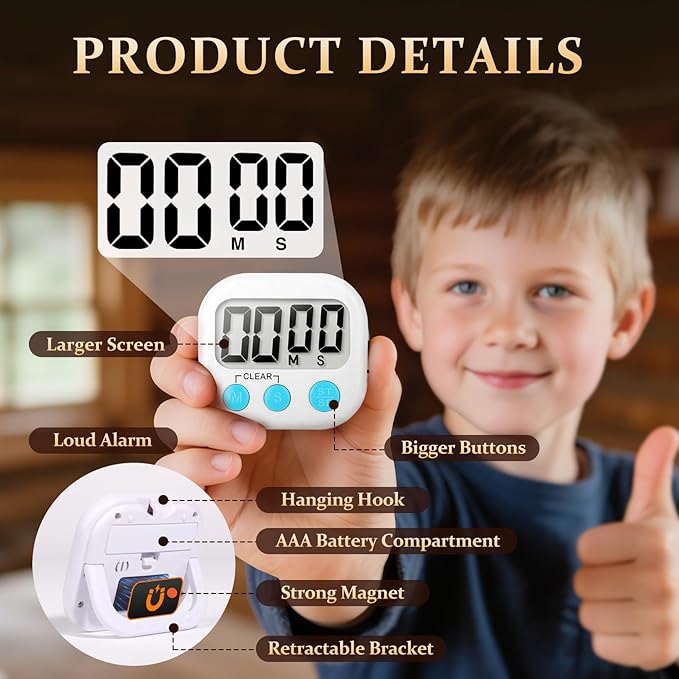 6 Pack Digital Kitchen Timer Small Classroom Timers - Image 5