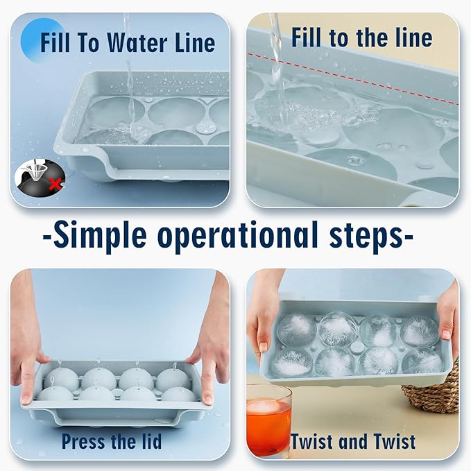 Large Ice Ball Maker Mold, 2.5" Round Ice Cube Mold - Image 4