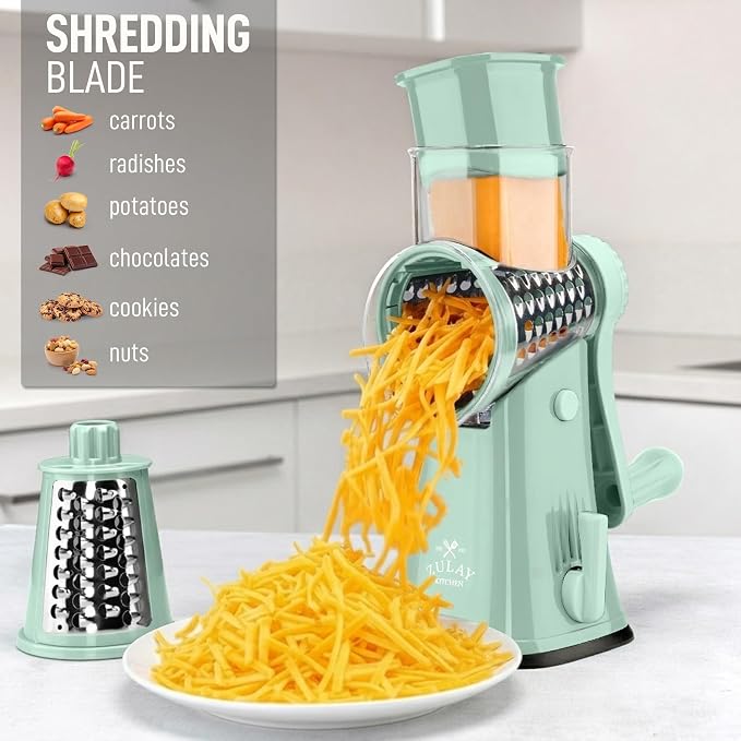 Zulay Kitchen Rotary Cheese Grater 5 Blade Cheese Shredder - Image 3