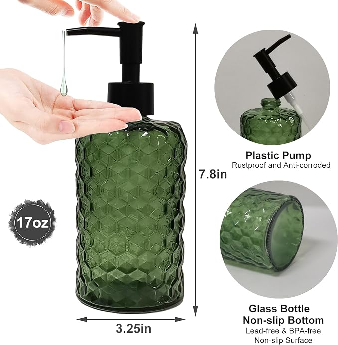 Green Glass Soap Dispenser - Image 2