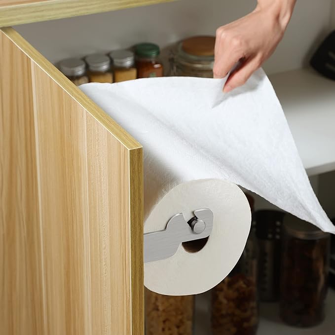 ZUNTO Paper Towel Holder Cabinet Door or Under Cabinet, Self Adhesive Big Roll - Image 2