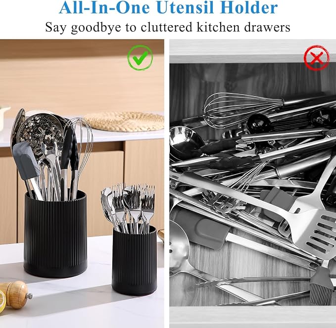 Kyraton Cooking Utensils Holder 2pcs, 360° Rotating Heavy Duty Plastic Kitchen - Image 7