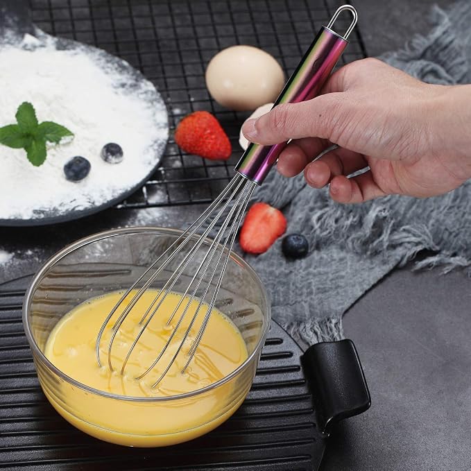 Berglander Rainbow Handle Whisk Pack of 3 Stainless Steel 8", Titianium Plating - Image 6