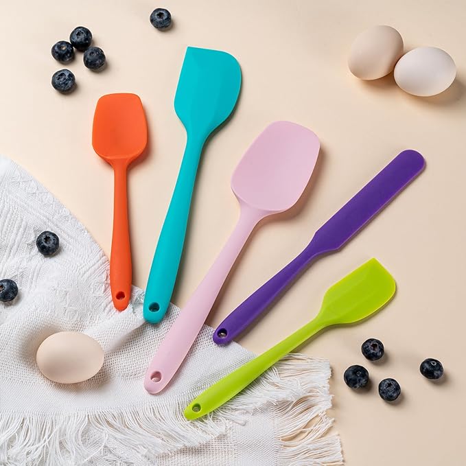 Silicone Spatula Set, 5 Piece Food Grade Rubber Spatulas - Image 7