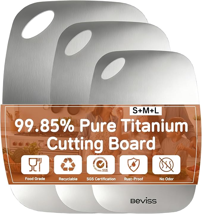 Real 100% Pure Titanium Cutting Board Non-Toxic Set of 3 by HOME