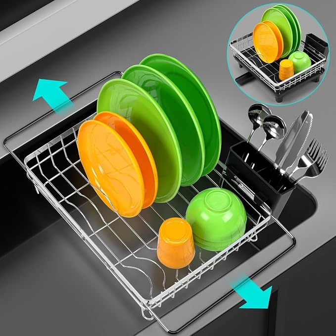MERRYBOX Stainless Steel Dish Drying Rack, Expandable Dish Drainers - Image 7