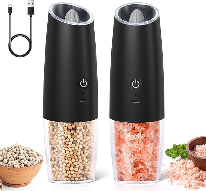 innhom Gravity Electric Salt and Pepper Grinder Set Salt Grinder Pepper Mill by innhom