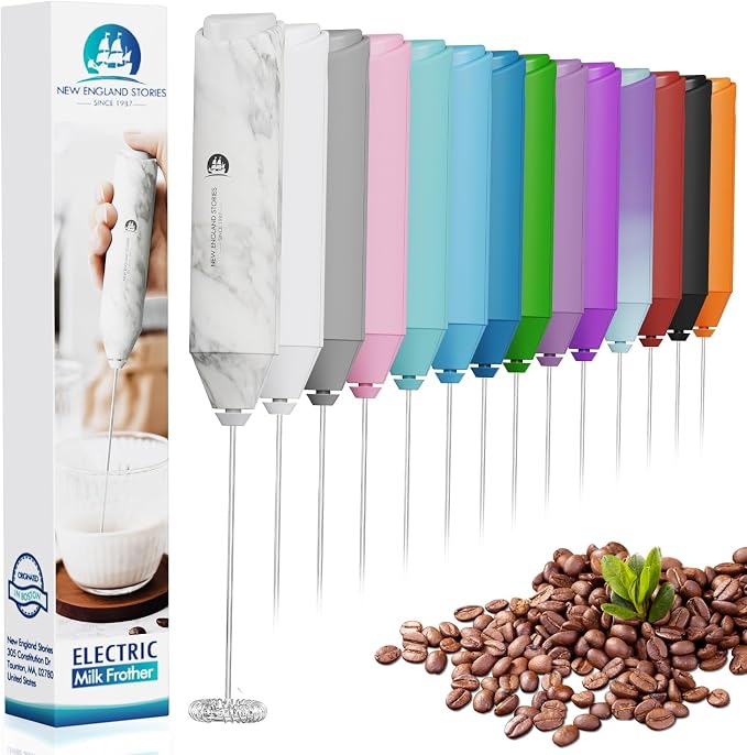 Powerful Milk Frother Handheld Foam Maker, Mini Whisk Drink Mixer by NewEnglandStories