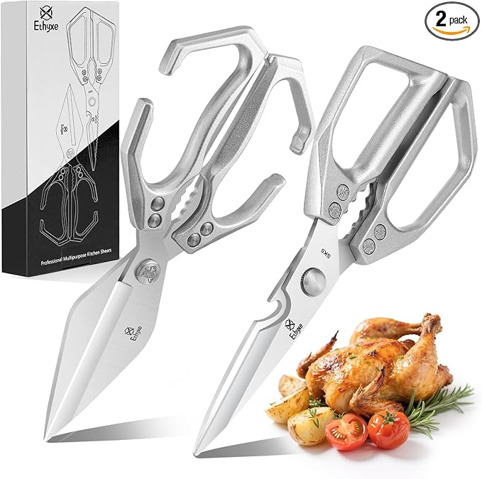 Kitchen Shears Set – Heavy Duty Japanese Stainless Steel Kitchen Scissors by Ethyxe