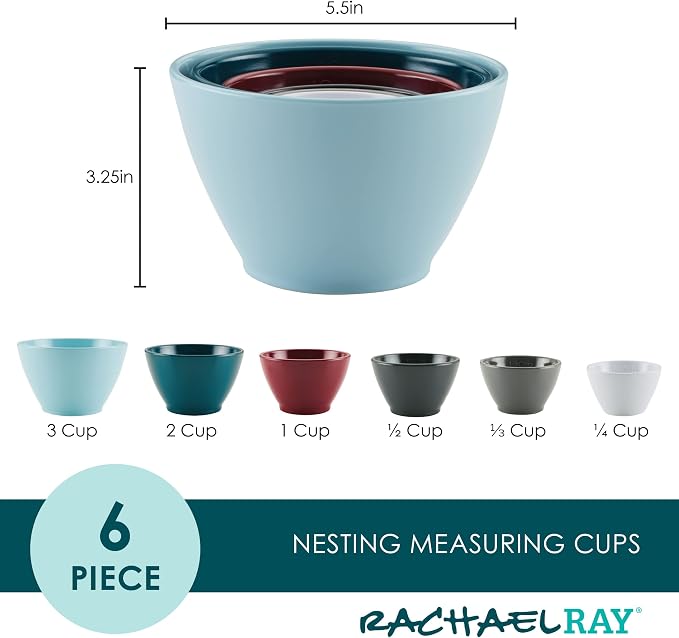 Rachael Ray Tools and Gadgets Nesting/Stackable Measuring Cups Set, 6 Piece - Image 2