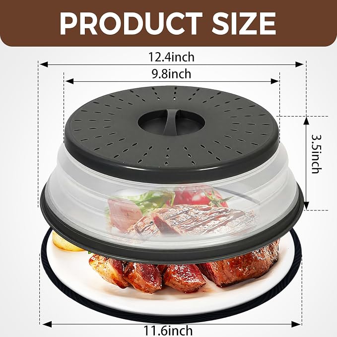 12 Inchs Microwave Splatter Cover & Silicone Mat, Large Vented Collapsible - Image 3
