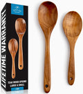 Zulay Kitchen Teak Wood Utensil Set – 2 Piece Large and Small Wooden Cooking by ZulayKitchen