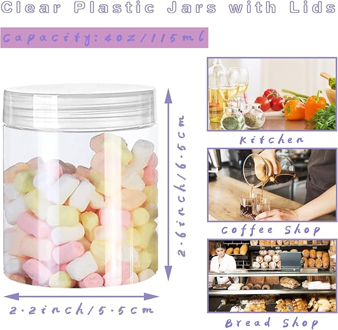 20 Pack 4oz Clear Plastic Jars - Image 2