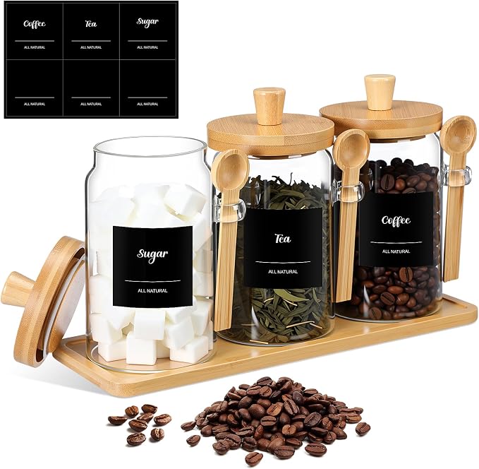Suclain 3 Pcs Glass Coffee Container by Suclain