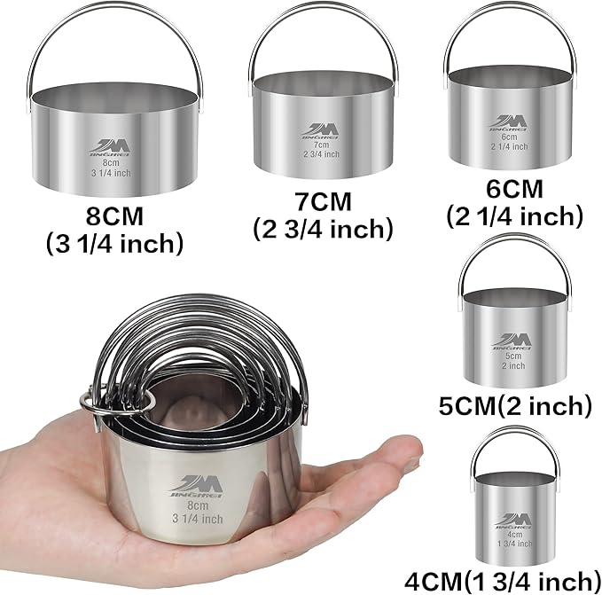 5 Pieces Circle Biscuit Cutter, Professional Stainless Steel Round Cookies Mold - Image 3