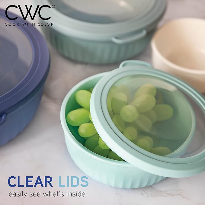 COOK WITH COLOR Prep Bowls with Lids- Wide and Deep Nesting Plastic Small - Image 6