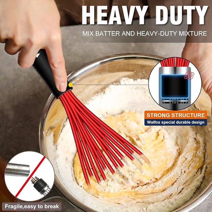 Walfos Whisk, Whisks for Cooking Non Scratch.Silicone Whisk Set of 4 Kitchen - Image 3