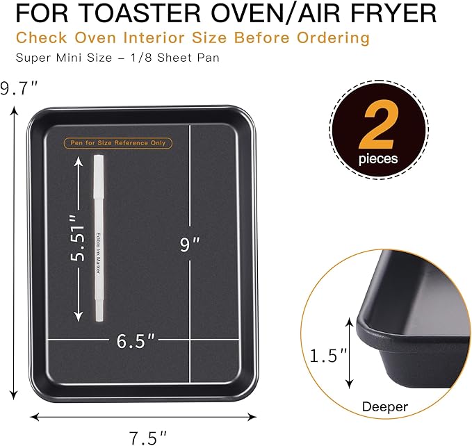 HONGBAKE 2 Pack 9.7X7.5" Toaster Oven Pans - Image 3