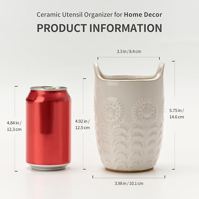5.75" Utensil Holder for Kitchen Counter, Cute Nordic Minimalist Style Cooking - Image 2