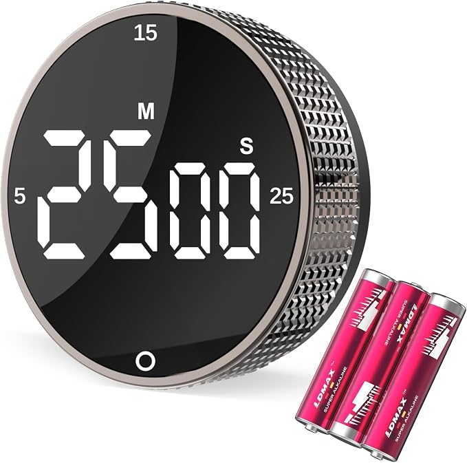 Digital Kitchen Timer, Large Display Magnetic Countdown Countup Timer, 3 Preset by SmartTimingforEveryMoment