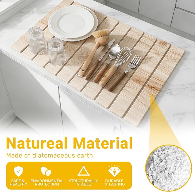 Dish Drying Mats, Large 24x16 Inch Diatomaceous Earth Drying Mat / - Image 2