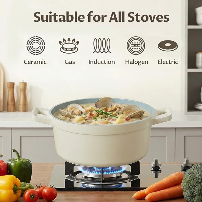 BEZIA 5.7 Quart Nonstick Ceramic Soup Stock Pot - Image 9