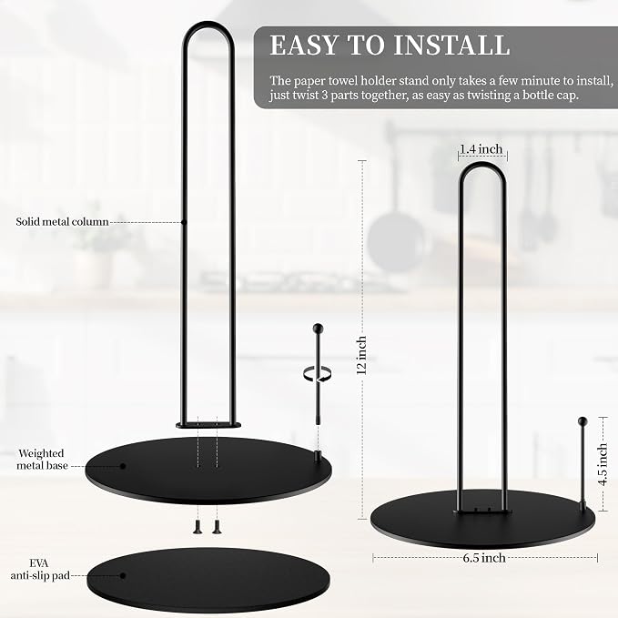 10Pack Paper Towel Holder, Bulk Black Paper Towel Holder Stand Countertop - Image 2