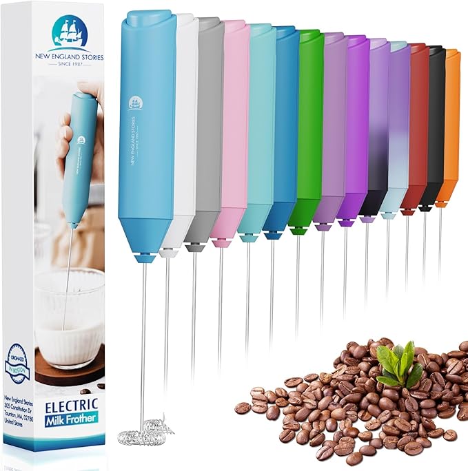 Powerful Milk Frother Handheld Foam Maker, Mini Whisk Drink Mixer by NewEnglandStories