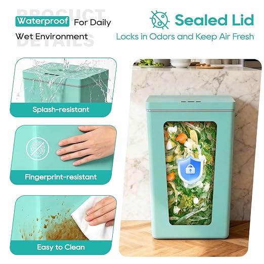 BestOffice 13 Gallon Trash Can Plastic Kitchen Trash Can Automatic Touch Free - Image 5
