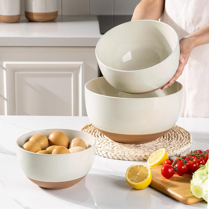 AmorArc Ceramic Mixing Bowls|Nesting Bowls Set of 3 - Image 6