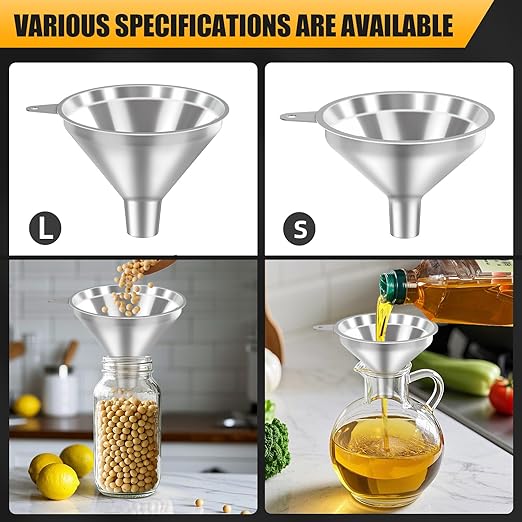 Serinar 3-Piece Stainless Steel Kitchen Funnel Set - Image 4